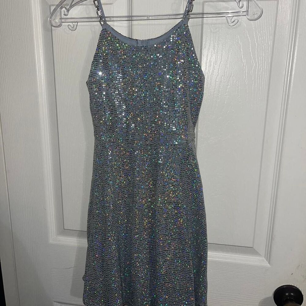 Xtraordinary Girls Kids Sparkly Silver Dress Size 7